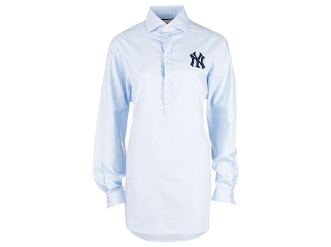 Camisa extragrande con parche Ny de Gucci Yankees Azul Algodón  ref.1285057