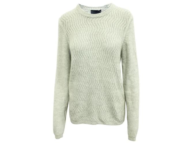 Lanvin Round Neck Sweater With Waves Grey  ref.1285058