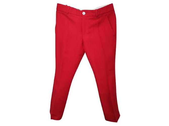 Pantaloni rossi Gucci Rosso Seta Lana  ref.1285079