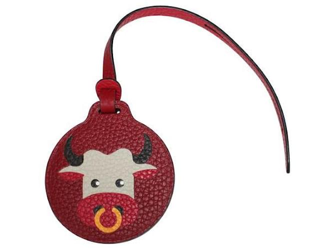 Moynat Leather Bag Charm With Bull Red  ref.1285088