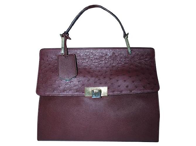 Balenciaga Burgundy Ostrich Leather Handbag Dark red  ref.1285098