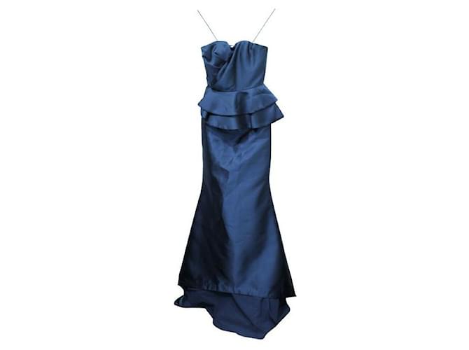 Autre Marque Contemporary Designer Navy Strapless Dress Navy blue Polyester  ref.1285100