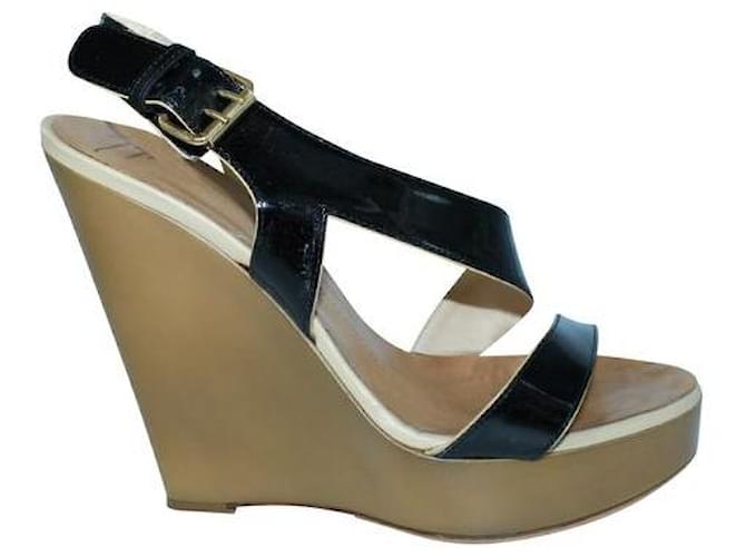 Giuseppe Zanotti Black Wedges With Patent Leather Straps  ref.1285102