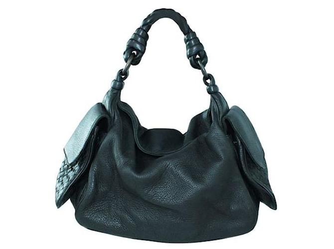 Bottega Veneta Black Grained Leather Handbag  ref.1285112