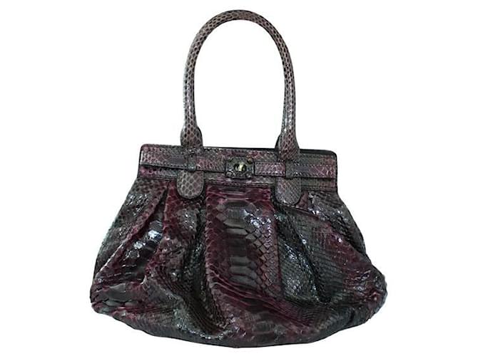 Zagliani Fiamma Python Burgundy Handbag Dark red  ref.1285113