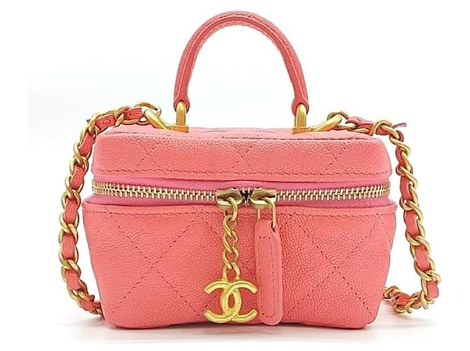 Chanel  Caviar Vanity Mini Chain Crossbody Bag Pink  ref.1285154
