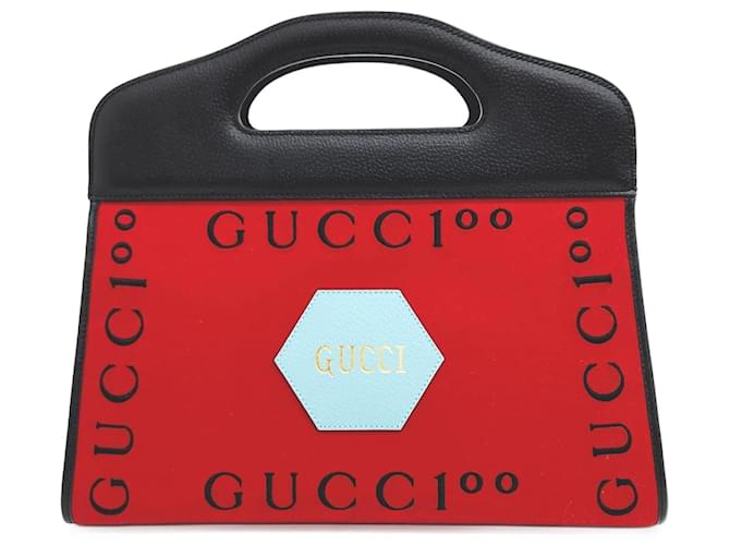 gucci  100th Anniversary Tote and Shoulder Bag (676310) Red Multiple colors  ref.1285176