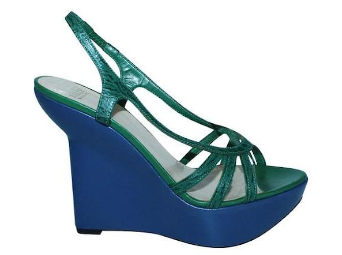 Bally Two Colors Wedges Green Leather  ref.1285183