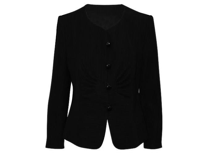 Armani Blazer rayé noir avec plis Polyester  ref.1285189