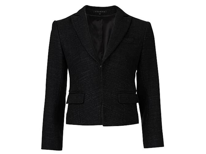 Autre Marque Contemporary Designer Metallic Cropped Blazer Black Cotton Polyamide  ref.1285204
