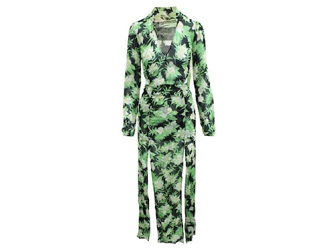Reformation Green Print Maxi Dress With Long Sleeves And Open Back  ref.1285221