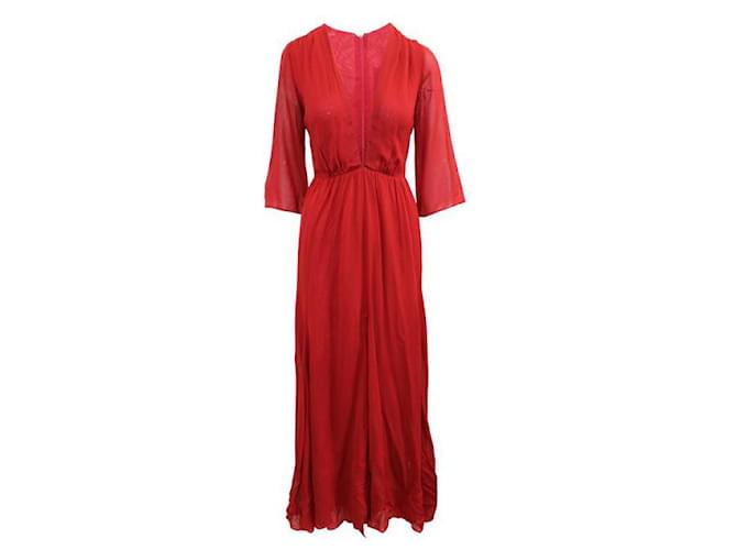 Vestido largo rojo elegante de Reformation Roja Viscosa  ref.1285223