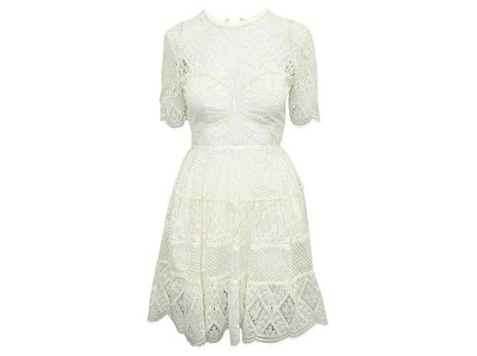 Alexis  Luciana Short Lace Dress Cream Polyester  ref.1285233