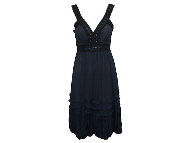 Autre Marque Contemporary Designer Dark Blue Evening Dress Silk  ref.1285234