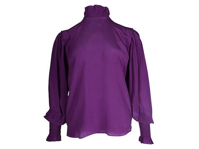 Isabel Marant Etoile Top morado de seda con cuello alto y manga larga Púrpura  ref.1285240