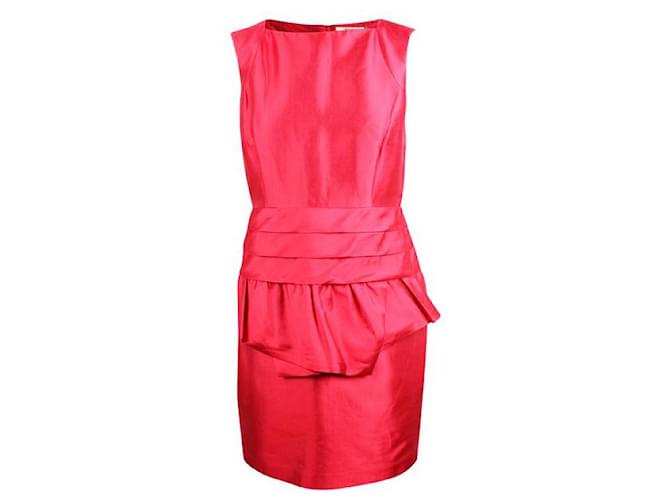 Autre Marque ZEITGENÖSSISCHES DESIGNER-Kleid in Rot-Metallic Seide Baumwolle  ref.1285244