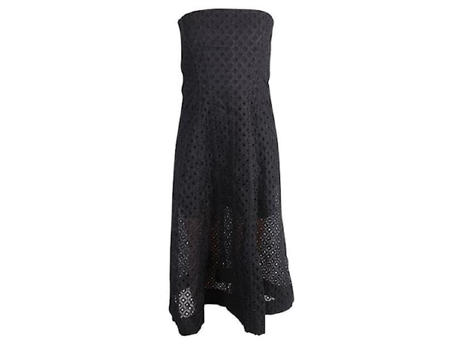 Stella Mc Cartney Stella McCartney Schwarzes trägerloses Kleid mit Handstickerei Seide Baumwolle Polyester  ref.1285247