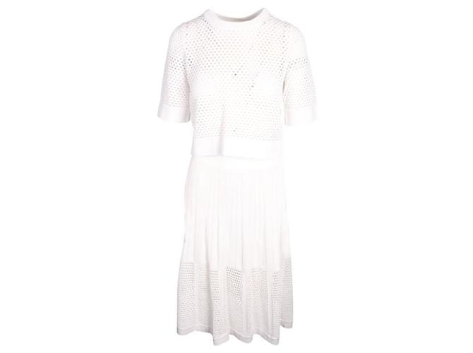 Autre Marque CONTEMPORARY DESIGNER Eyelets Drop Top and Skirt White Nylon Rayon  ref.1285250