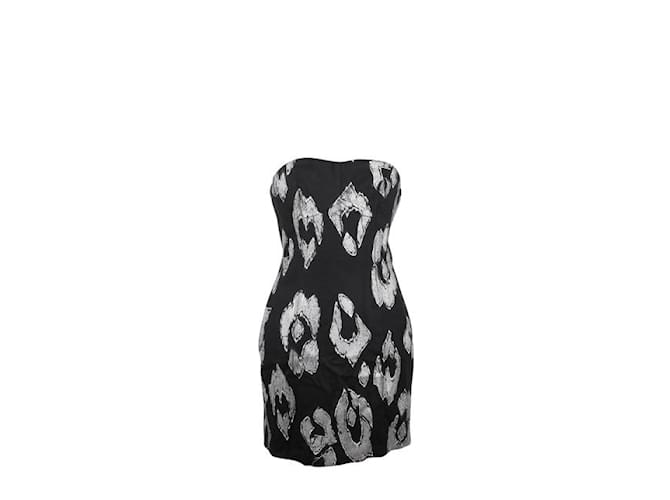 JUST CAVALLI Black & White Pattern Dress Wool  ref.1285259