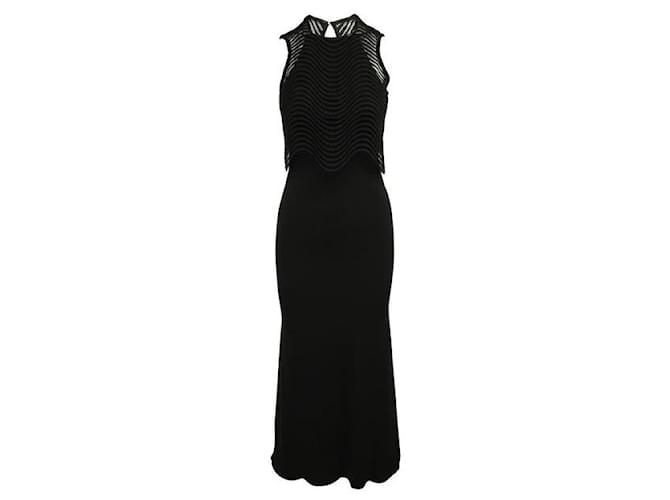 Autre Marque Contemporary Designer Long Black Evening Dress Suede Polyester  ref.1285264