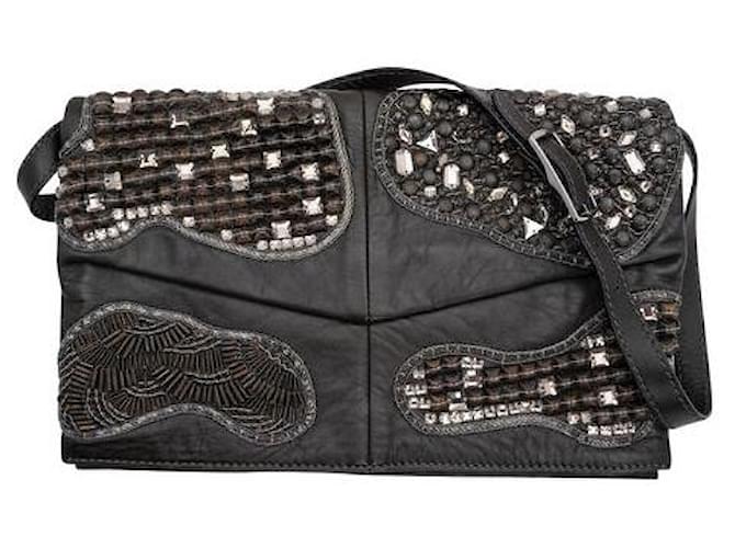 Valentino Embellished Flap Bag Black Leather  ref.1285268