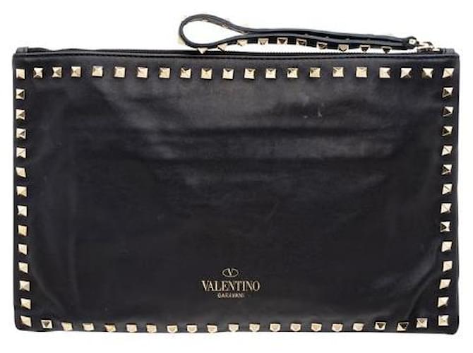 Valentino Rockstud clutch Black Leather  ref.1285270