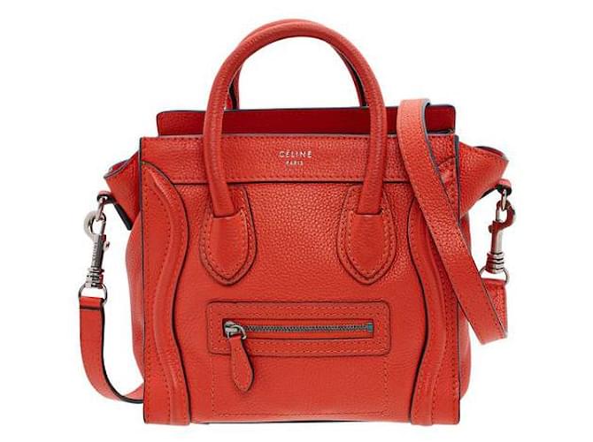 Céline Nano Luggage bag Red Steel Pony-style calfskin  ref.1285271