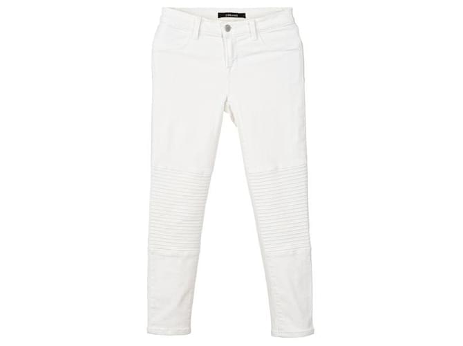 Autre Marque Contemporary Designer Nicola Midrise Skinny Moto White Cotton Polyester Elastane  ref.1285283