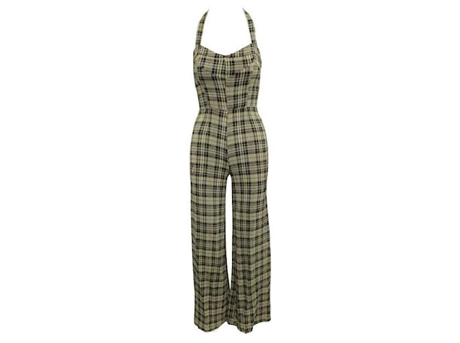 REFORMATION Checked Maxi Oversized Jumpsuit Brown  ref.1285285
