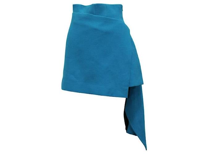 Autre Marque CONTEMPORARY DESIGNER Blue Asymmetric Skirt Silk Wool  ref.1285288