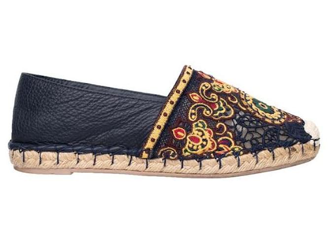 VALENTINO Embroidered Espadrilles Multiple colors Leather  ref.1285305