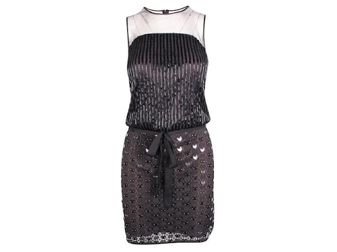 DIANE VON FURSTENBERG Black Beaded Lace Dress Cotton Polyester Nylon  ref.1285308
