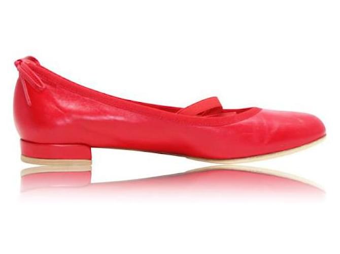 STUART WEITZMAN Zapatos planos de cuero rojo Roja  ref.1285309