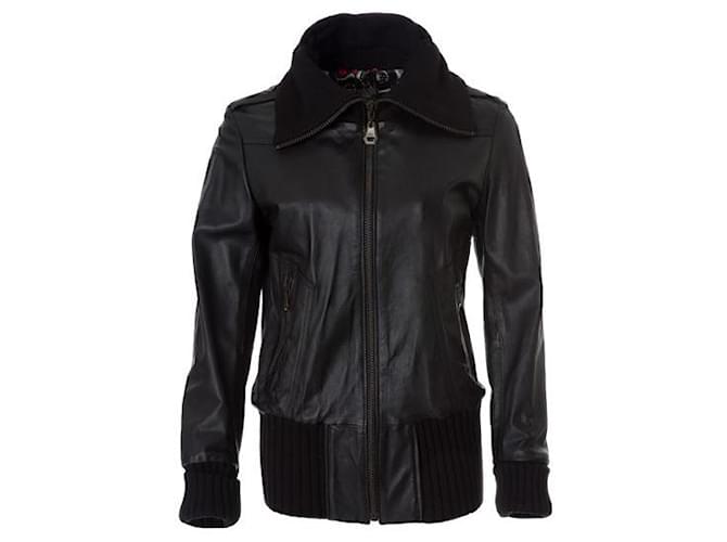Autre Marque CONTEMPORARY DESIGNER Leather Jacket Black Cotton Acetate  ref.1285313