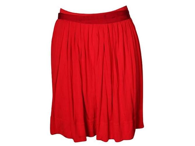 Céline CELINE Red Pleated Skirt Viscose  ref.1285321