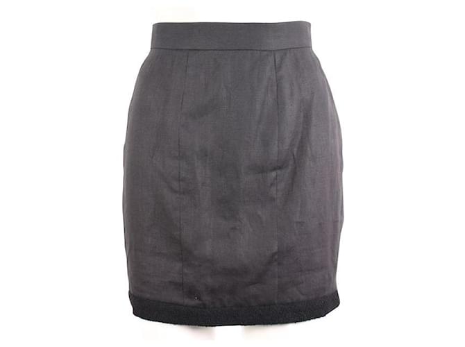 CHANEL High-Waist Linen Skirt with Tweed Details Black  ref.1285324