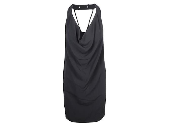 Céline CELINE Black Strappy Black Cowl Neck Dress Viscose Elastane Acetate  ref.1285365