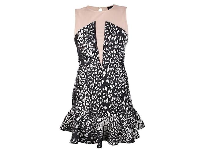 Autre Marque CONTEMPORARY DESIGNER Leopard Pattern Dress Black Polyester  ref.1285369