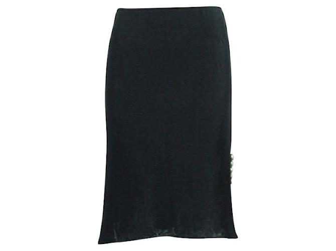 Lanvin Black Skirt with Metallic Details Silk  ref.1285381