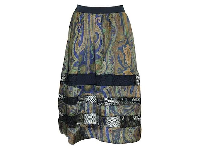 Zimmermann Blue Paisley Silk Maxi Skirt Coral  ref.1285387