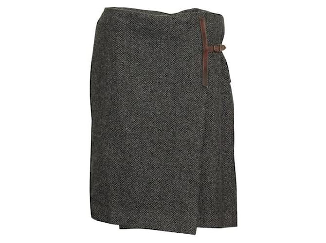 HERMÈS Cashmere Wrap Skirt Grey  ref.1285391