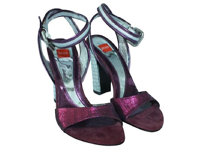 HUGO BOSS Pink Metallic Sandals Leather  ref.1285411