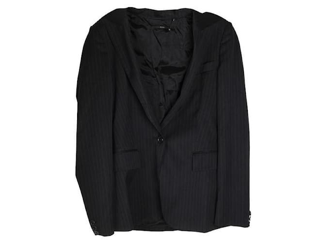Autre Marque CONTEMPORARY DESIGNER Black Blazer with White Stripe Wool Elastane  ref.1285412