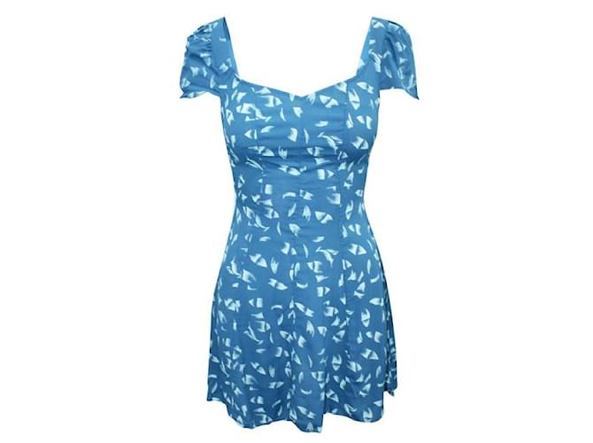 Reformation Printed Mini Dress Blue  ref.1285430