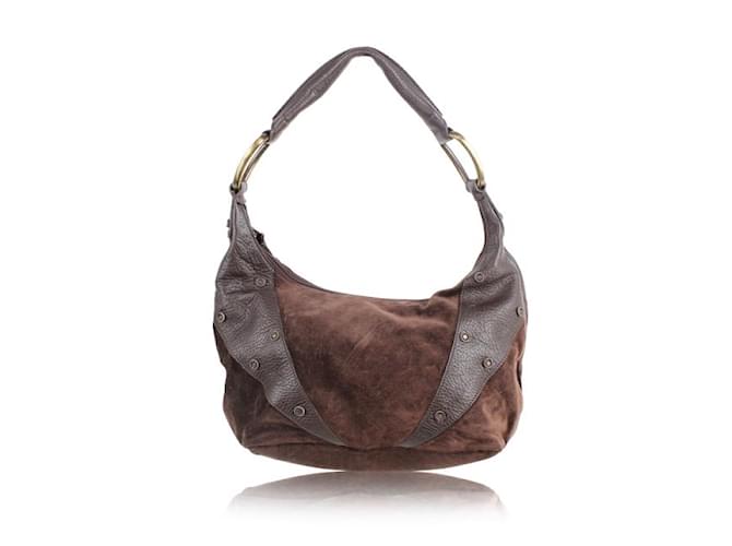Autre Marque CONTEMPORARY DESIGNER Brown Shoulder Bag Suede Leather  ref.1285447