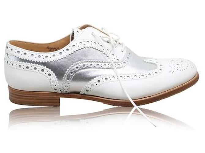 CHURCH'S Burwood White Prestige Loafer Silvery Leather  ref.1285453