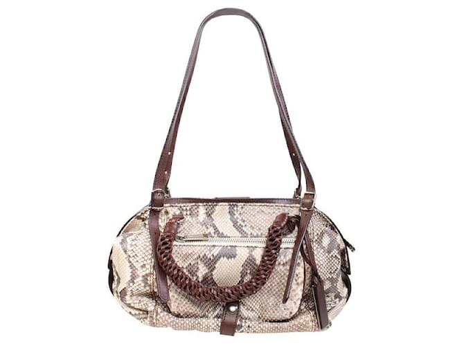 Autre Marque CONTEMPORARY DESIGNER Snakeskin Handbag Brown Leather  ref.1285456
