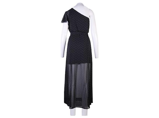 Maje One Shoulder Evening Dress Black Polyester  ref.1285460
