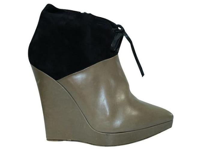 Autre Marque CONTEMPORARY DESIGNER Brown and Black Ankle Boots Leather  ref.1285461