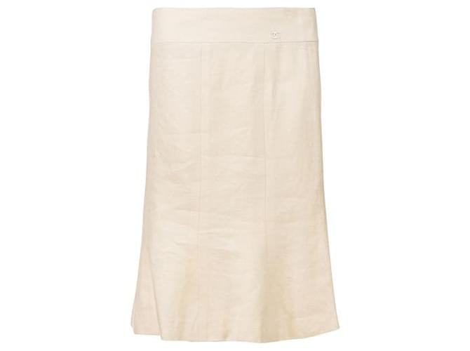 Chanel A-Line Vintage Skirt Beige Cotton  ref.1285463